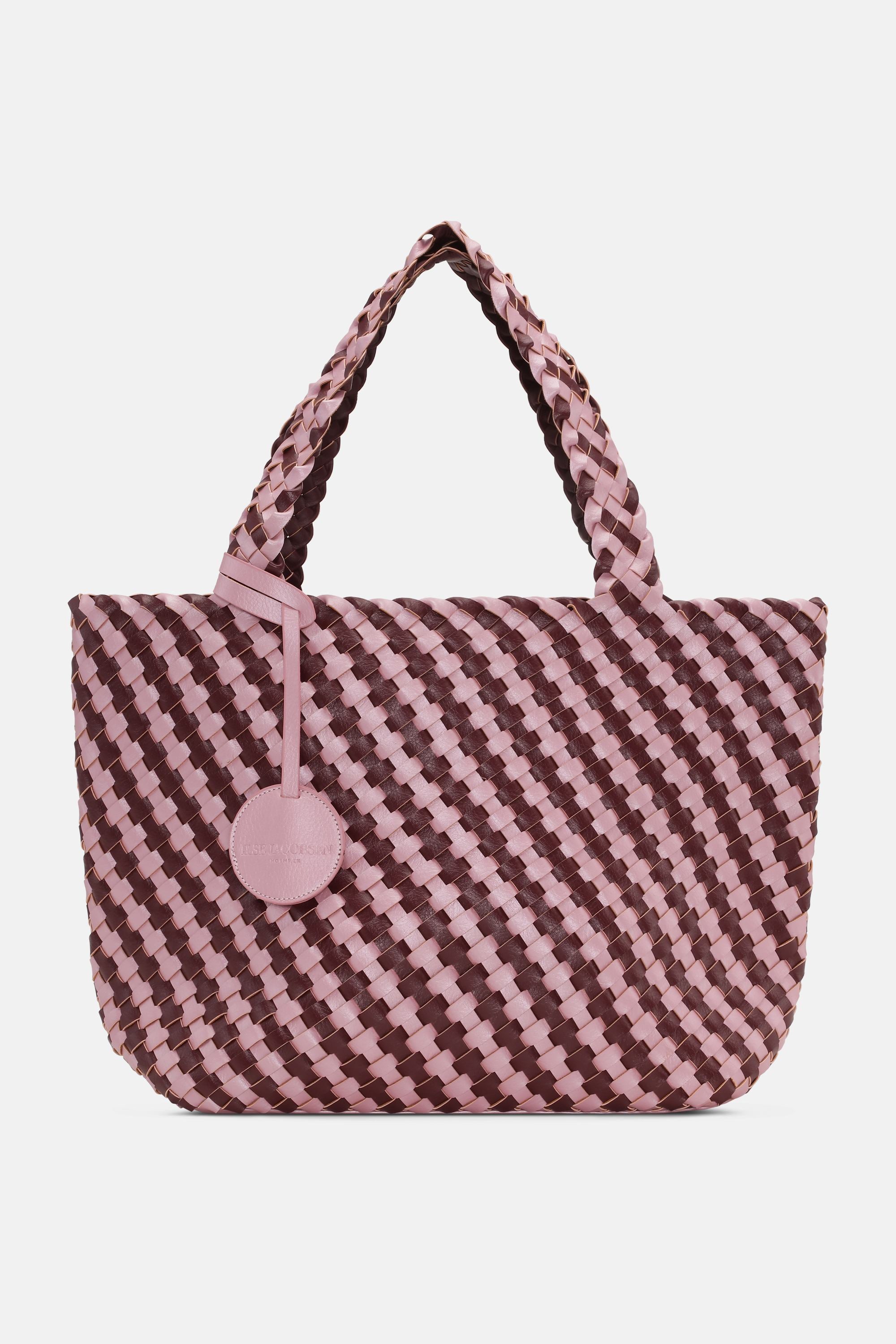 Tote Bag Flettet - Maroon Banner Rosy Pink